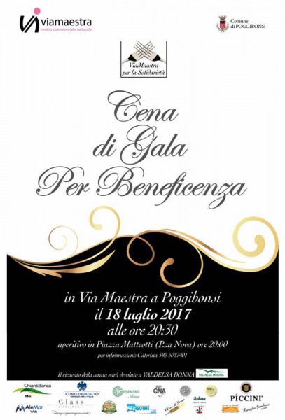 Poggibonsi Cena di Gala per beneficenza in via Maestra Siena