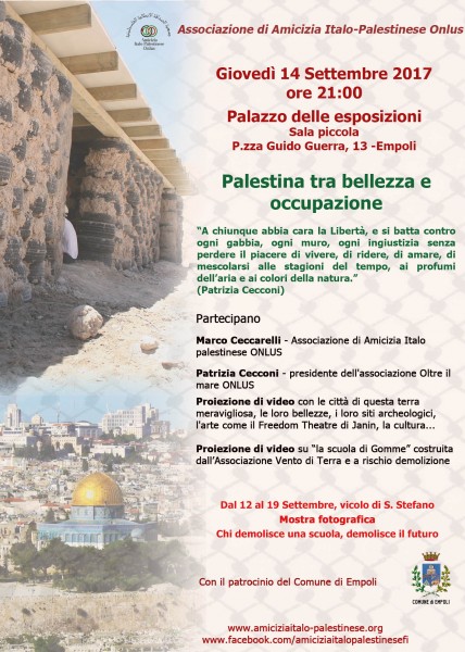 Empoli incontro culturale Palestina tra bellezza e occupazione Firenze