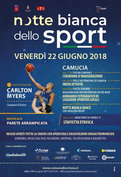 Cortona festa Notte bianca sello sport 2018 Arezzo