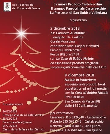 Tutti gli eventi del Natale 2018 in Valleriana