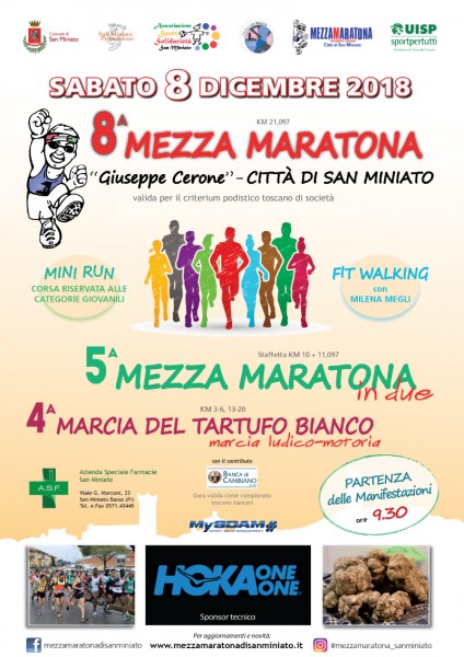 San Miniato corsa podistica 8° Mezza Maratona Giuseppe Cerone Pisa