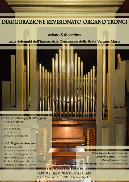 Bagno a Ripoli il Concerto dell'Immacolata con l'organo Tronci restaurato Firenze