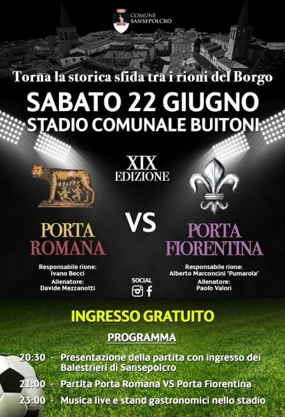 Sansepolcro la storica sfida di calcio tra Porta Romana e Porta Fiorentina Arezzo
