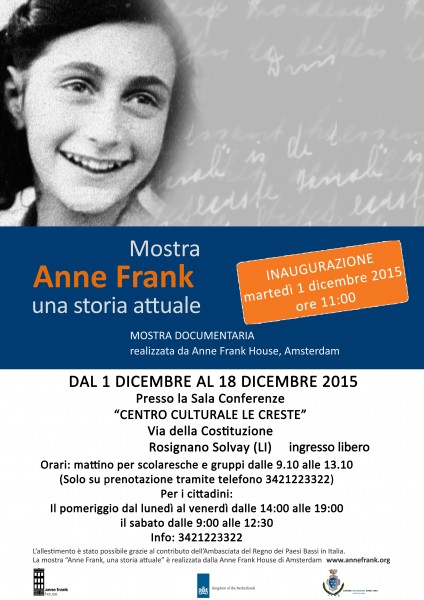Rosignano Marittimo mostra Anne Frank una storia attuale Livorno