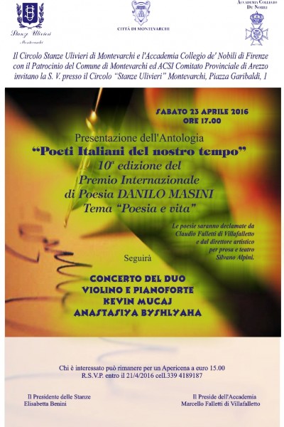 Montevarchi presentazione antologia Poeti italiani del nostro tempo Arezzo