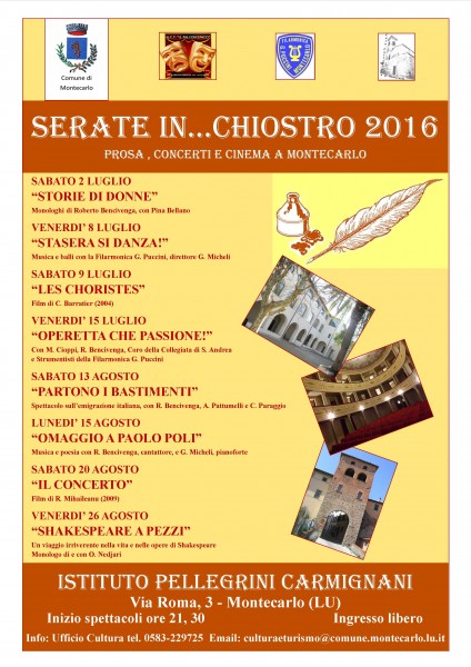 Montecarlo teatro Storie di Donne Lucca Serate in Chiostro 2016