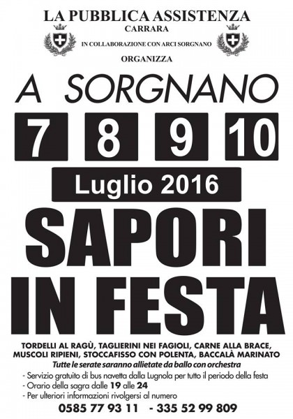 Sorgnano rassegna enogastonomica Sapori in Festa Massa Carrara